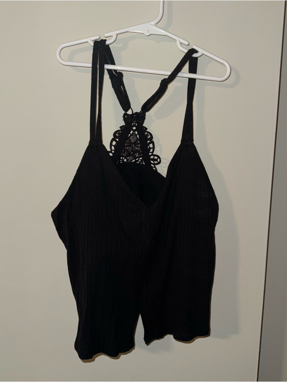 Black Lace-Back Cami Tank Crop Top